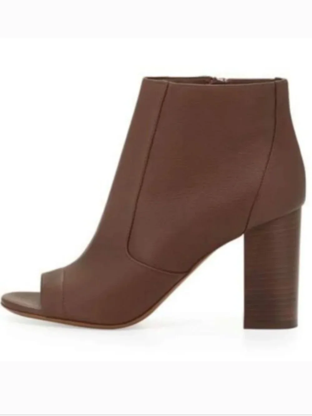 Vince Fionn Leather Open Toe Booties Brown Size 7